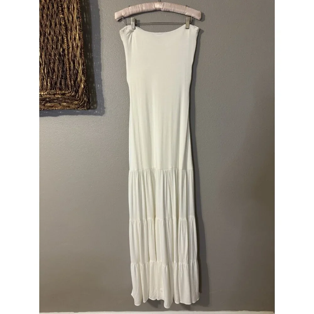 Sky Brand Maxi Dress Large White Crochet Tiered Crochet Jersey NWT NEW